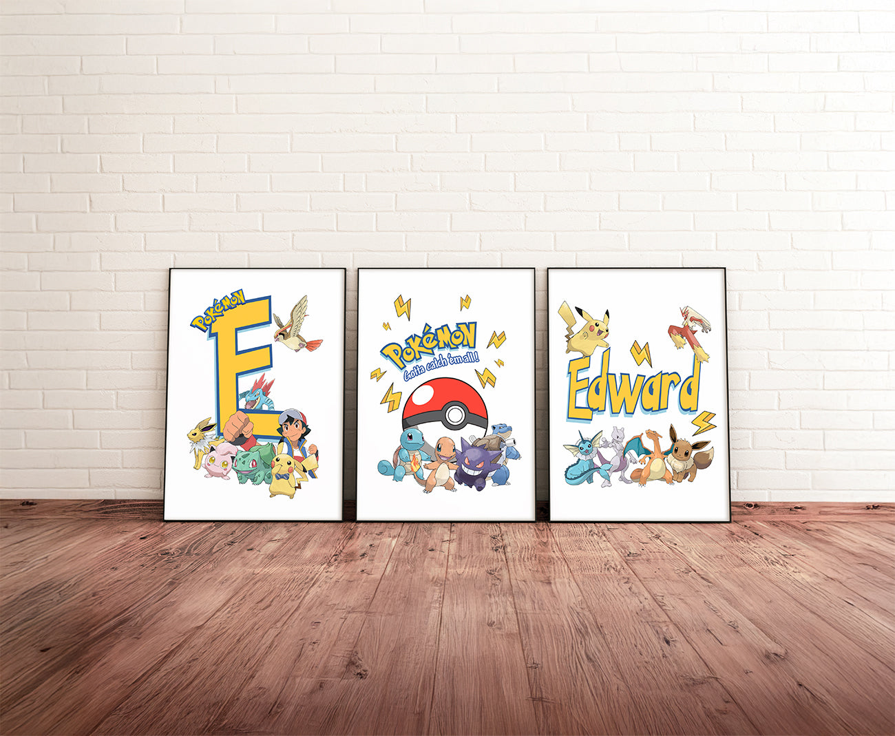 Set Of 3 Personalised Pokemon Prints