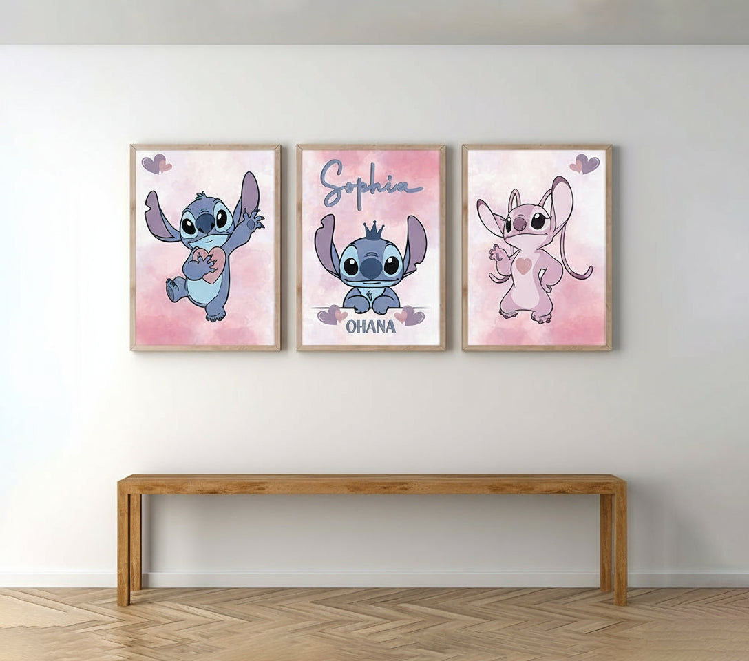 Stitch & Angel Set of 3 Name Prints