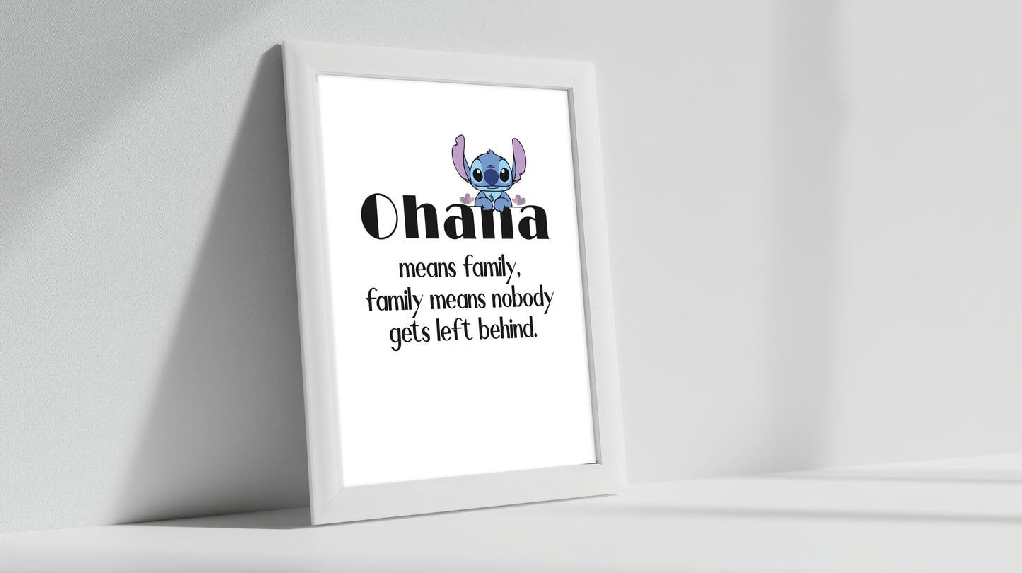 Ohana Quote Lilo & Stitch Print