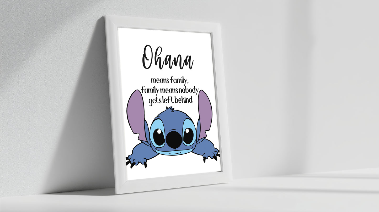 Ohana Quote Lilo & Stitch Print