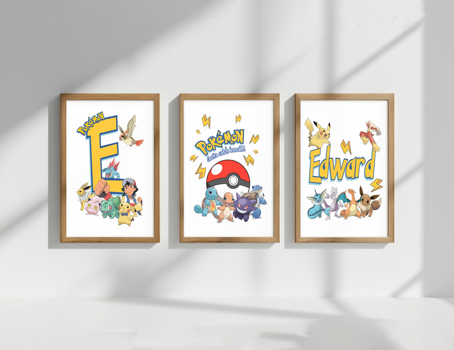 Set Of 3 Personalised Pokemon Prints
