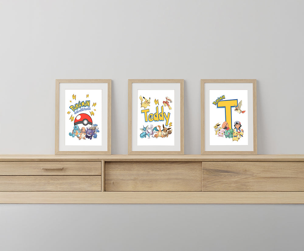 Set Of 3 Personalised Pokemon Prints