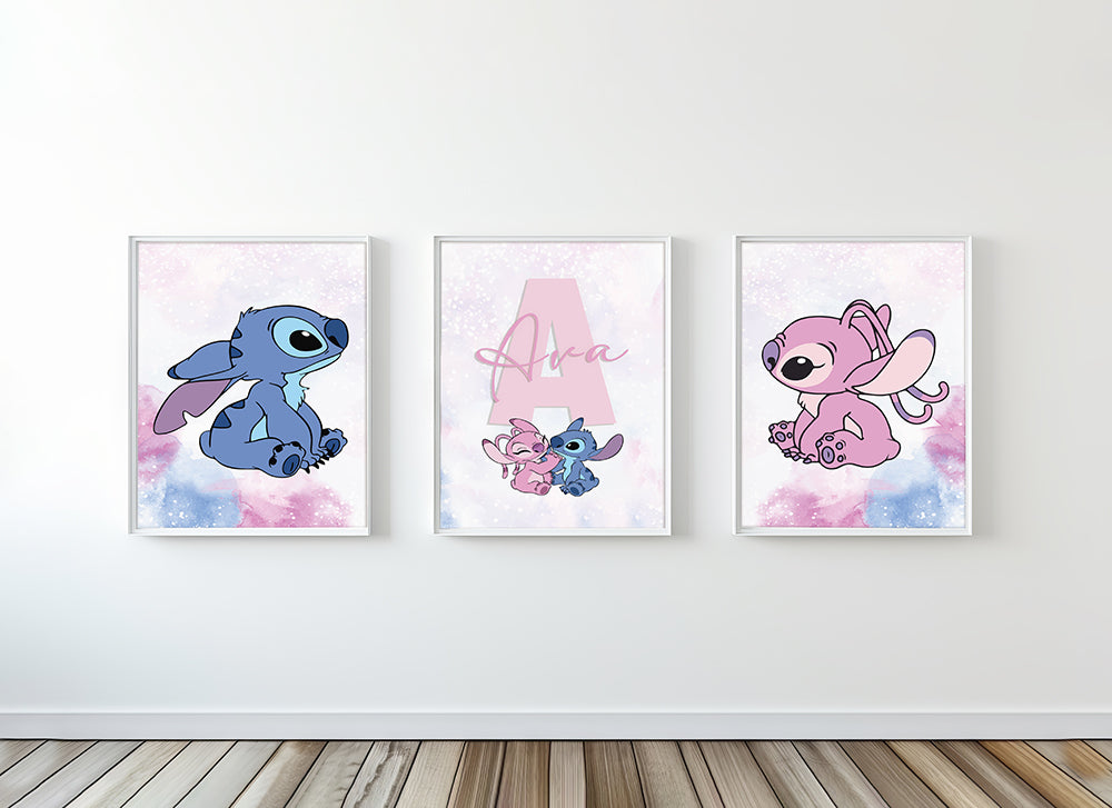Watercolour Lilo & Stitch Personalised Prints