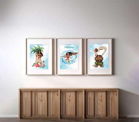 Moana Set Of 3 Personalised Prints